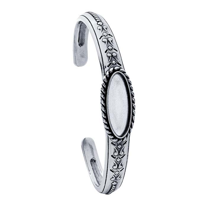 Sterling Silver 22 x 8mm Oval Cuff Bracelet Mounting