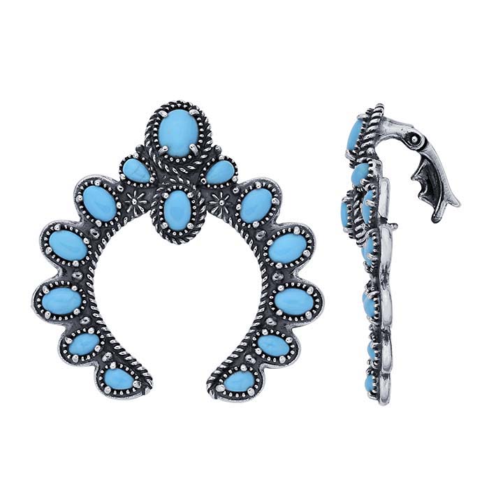 Sterling Silver Oxidized Turquoise-Set Naja Pendant