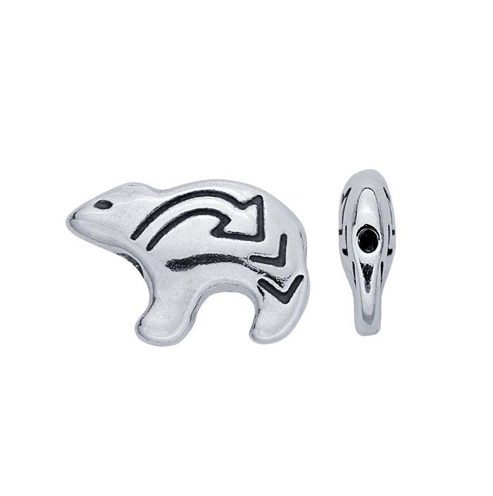 Sterling Silver 9 x 13mm Bear Fetish Bead