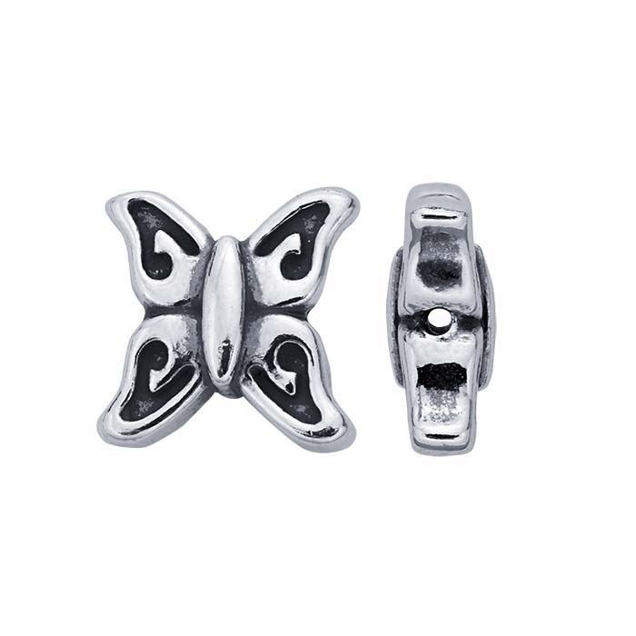 Sterling Silver 9.7 x 9.3mm Butterfly Fetish Bead