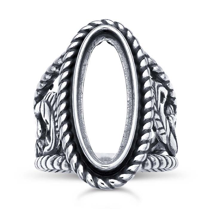 Sterling Silver Oxidized Oval Ring Mountings