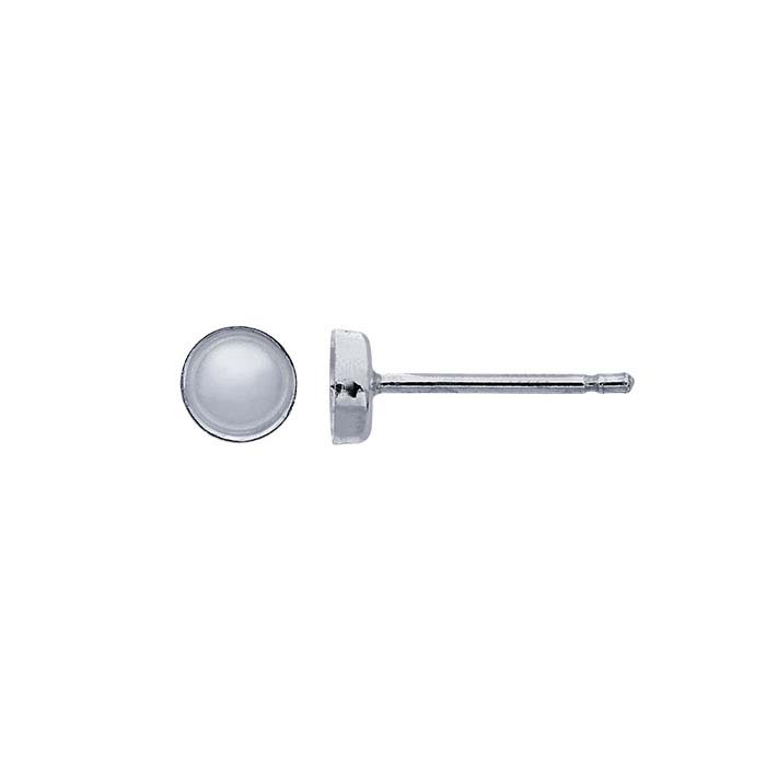 Sterling Silver 4mm Round Cabochon Post Earring Mounting