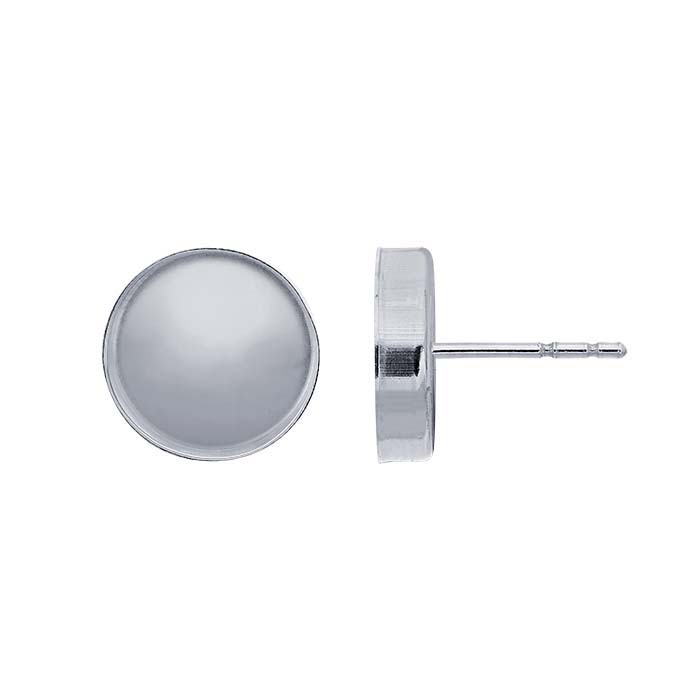Sterling Silver 10mm Round Cabochon Post Earring Mounting