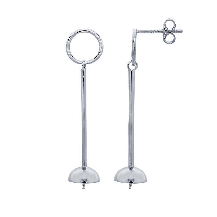 Sterling Silver Open Circle Post Earring with Cup & Peg Dangle