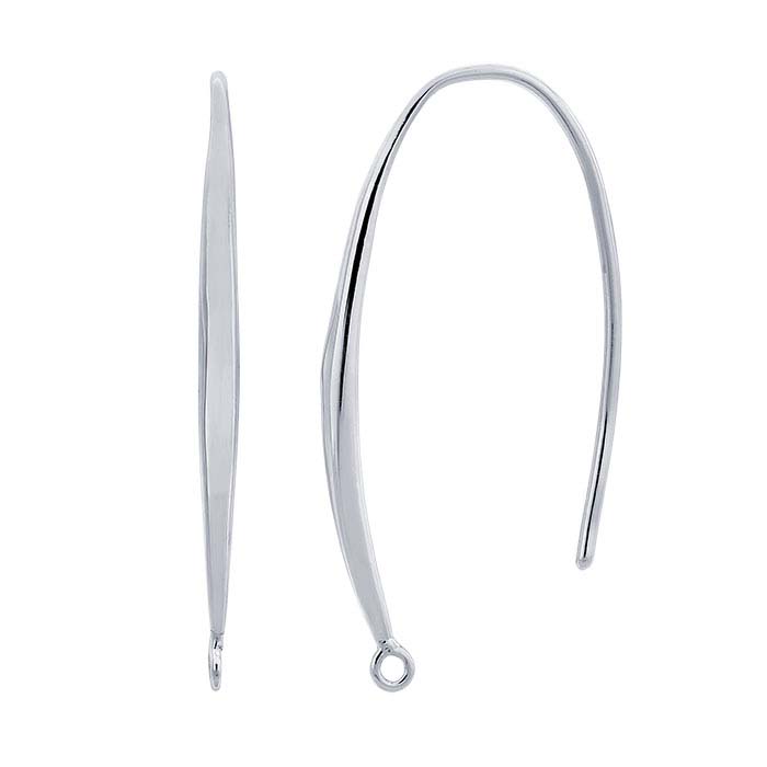 Sterling Silver Rhodium-Plated Hammered Ear Wire with Closed Ring