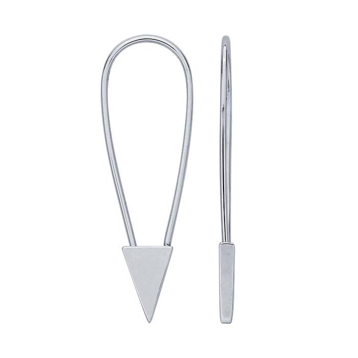 Sterling Silver Triangle Safety-Pin Style Ear Wire Earrings