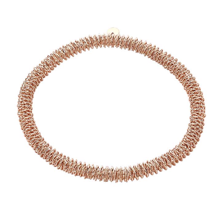 Sterling Silver Rose Gold-Plated Wire-Wrapped Stretch Bangle Bracelet