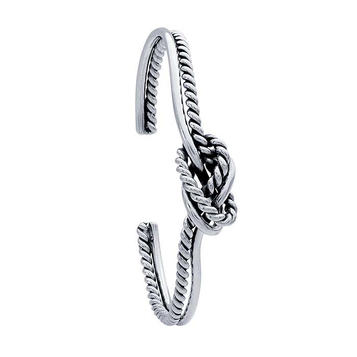 Sterling Silver Knotted Double-Strand Cuff Bracelet