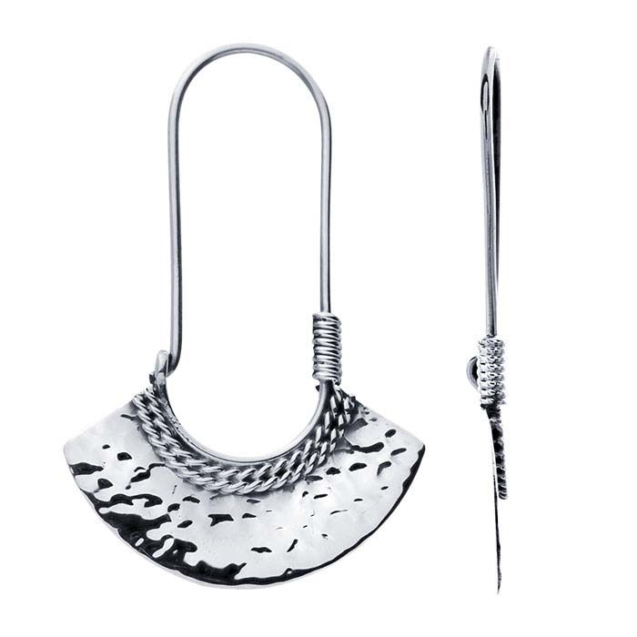 Sterling Silver Hammered Fan Earrings