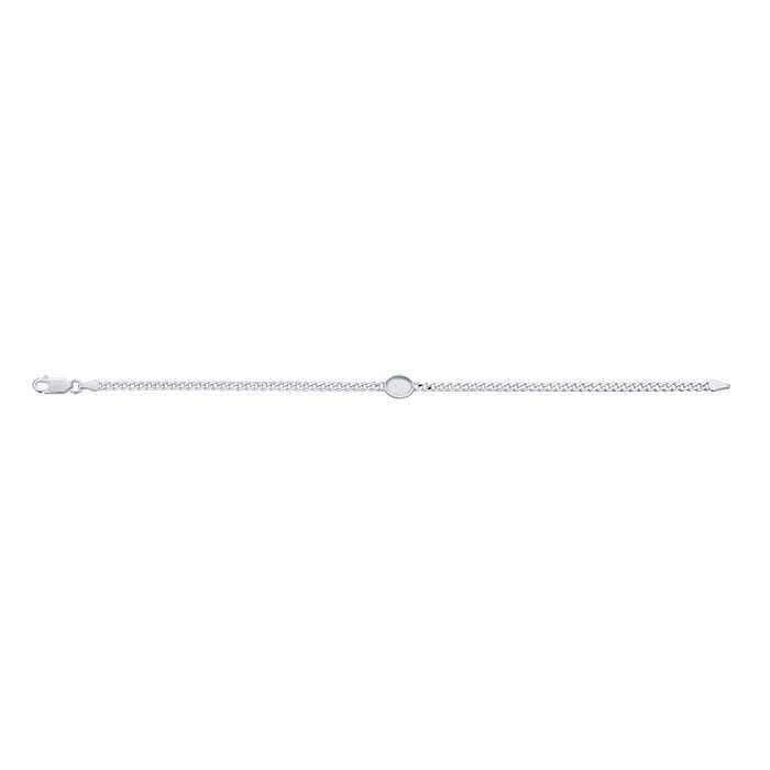 Sterling Silver 2.7mm Diamond-Cut Curb Chain Bracelet with 8 x 6mm Oval Bezel
