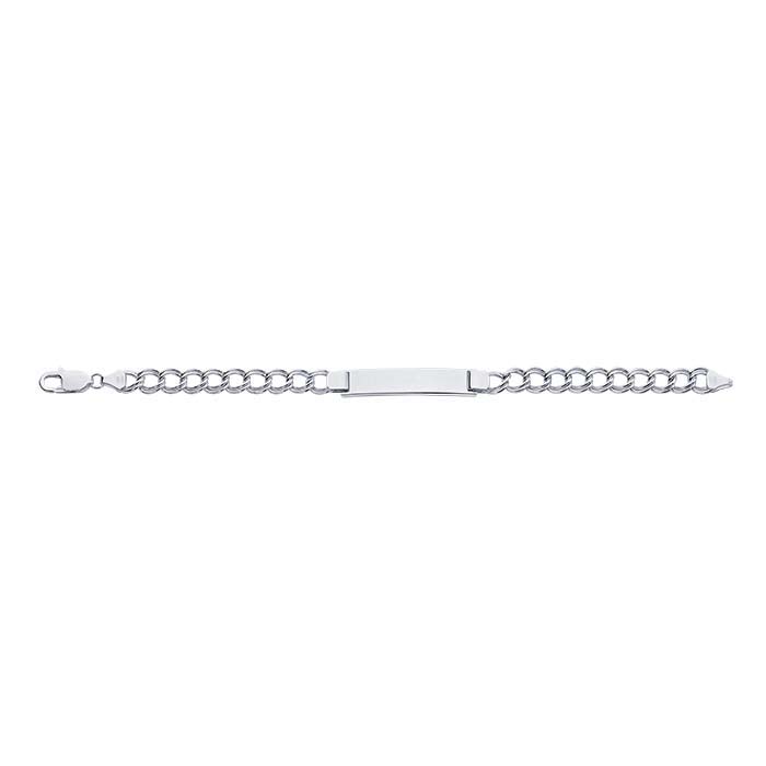 Sterling Silver 8mm Double-Link Curb Chain ID Bracelet