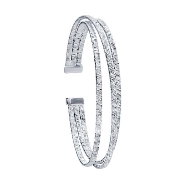 Sterling Silver Wire-Wrapped Three-Row Cuff Bracelet