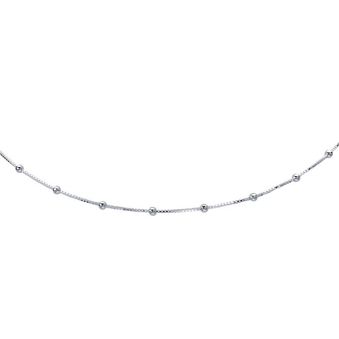 Sterling Silver Tin-Cup Box Chain Choker-Length Necklace