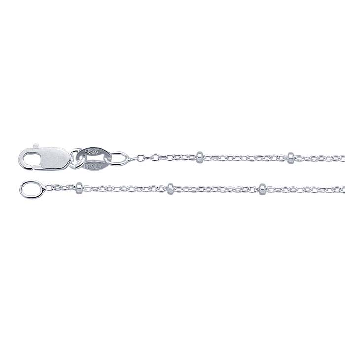 Sterling Silver 1.2mm Cable Chains with 1.7mm Diamond-Cut Beads