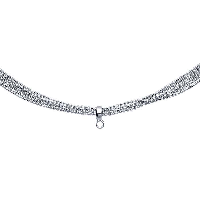 Sterling Silver RhodiumPlated ChokerStyle Necklace with Slider Accent