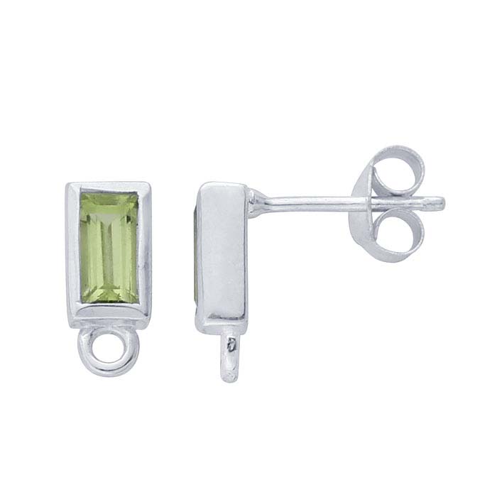 Sterling Silver Peridot-Set Post Earring with Closed Ring