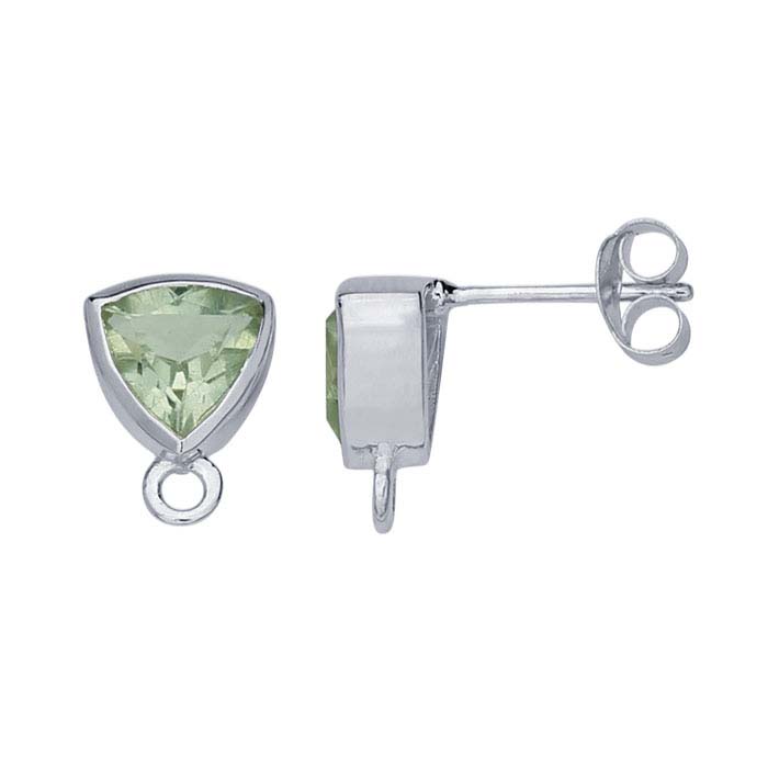 Sterling Silver Green Quartz-Set Post Earring with Closed Ring