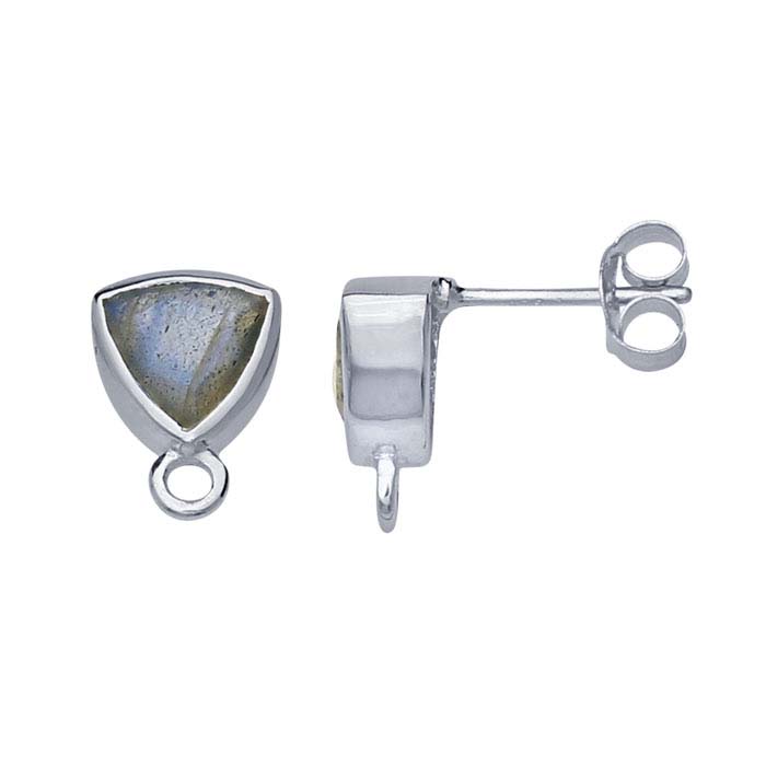 Sterling Silver Labradorite-Set Post Earring with Closed Ring