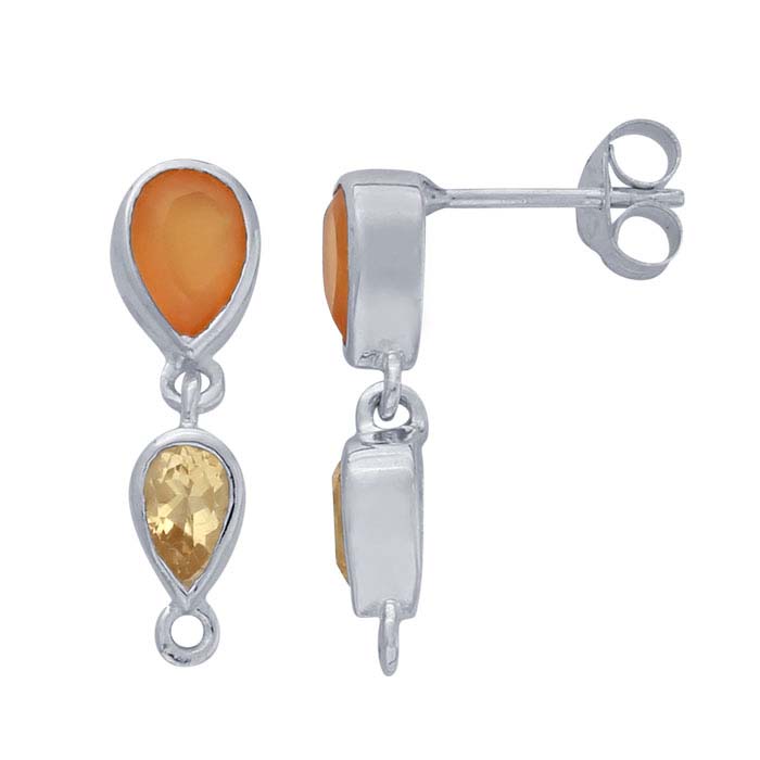 Sterling Silver Gemstone-Set Post Earring with Closed Ring