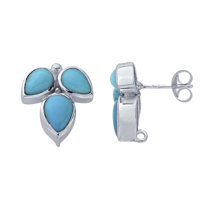 Sterling Silver Turquoise-Set Post Earring with Closed Ring