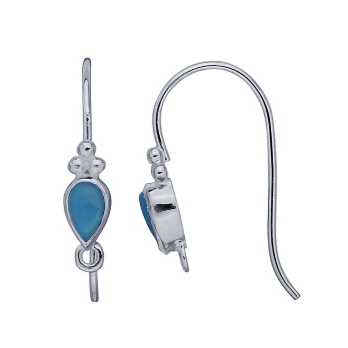 Sterling Silver Turquoise-Set Ear Wire with Closed Ring