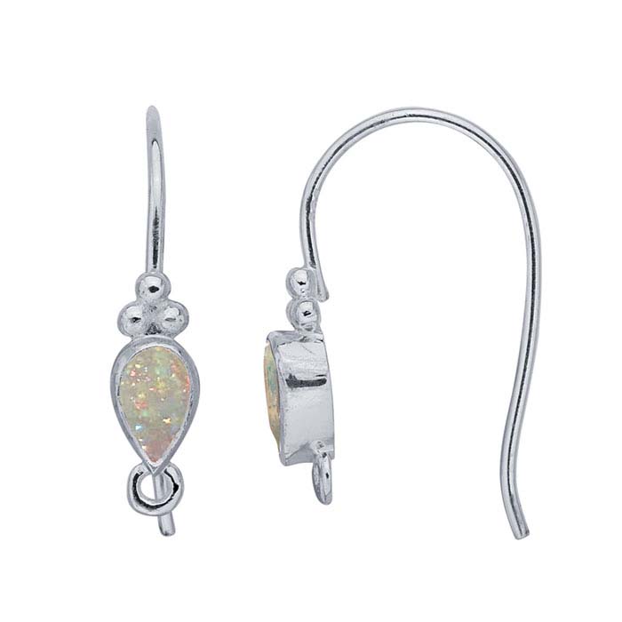 Sterling Silver Ethiopian Opal-Set Ear Wire with Closed Ring