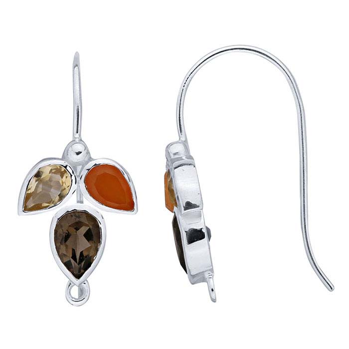Sterling Silver Gemstone-Set Ear Wire with Closed Ring