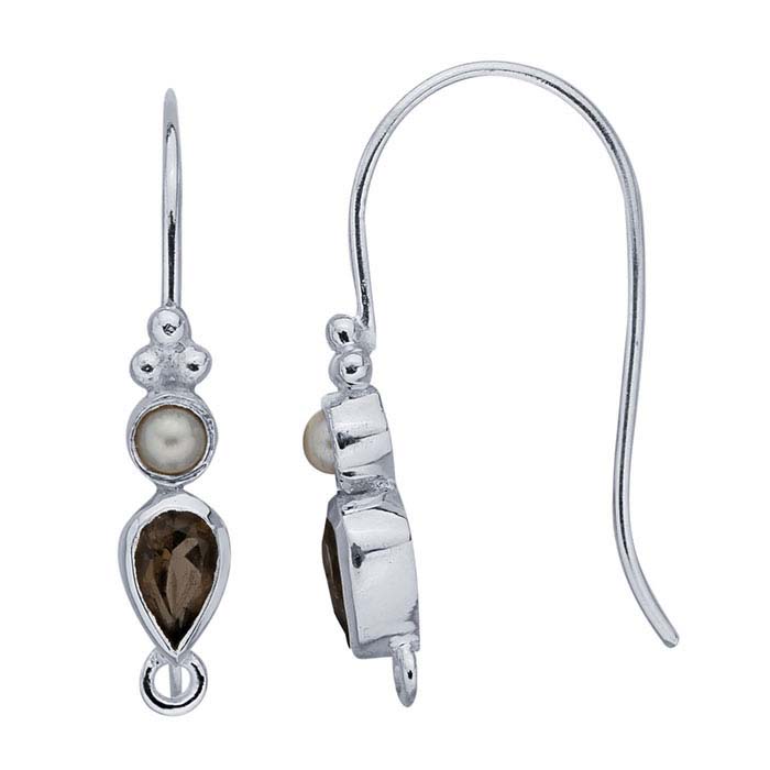 Sterling Silver Gemstone-Set Ear Wire with Closed Ring