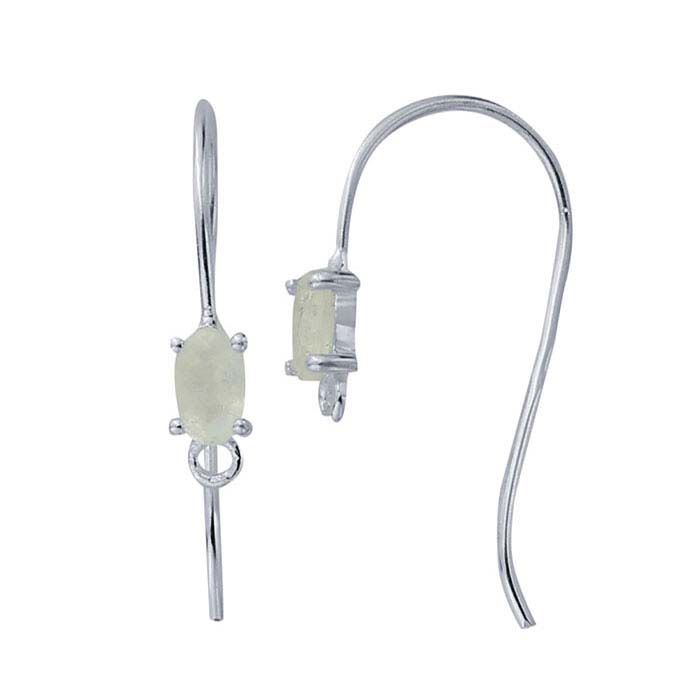 Sterling Silver Moonstone-Set Ear Wire with Closed Ring