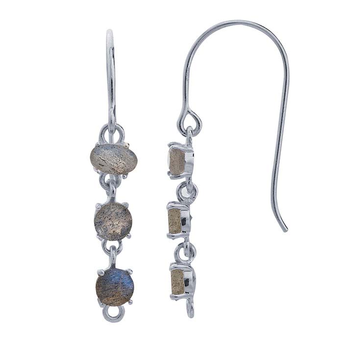 Sterling Silver Labradorite-Set Ear Wire with Closed Ring