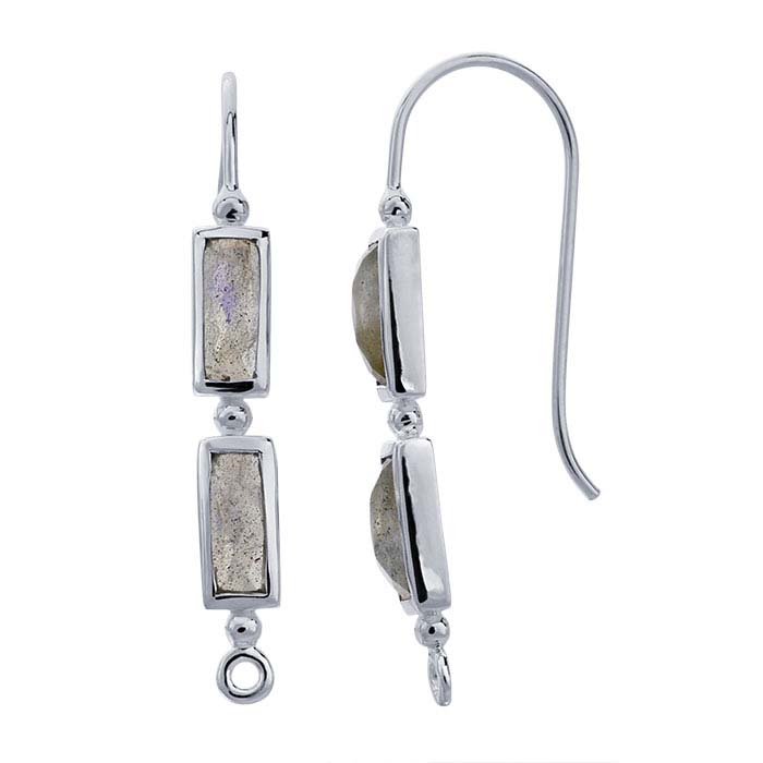 Sterling Silver Labradorite-Set Ear Wire with Closed Ring