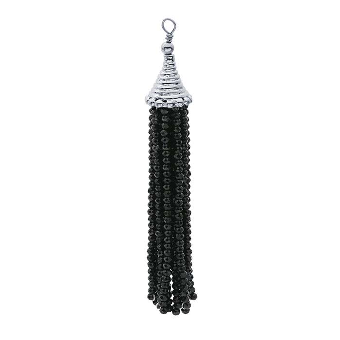 Sterling Silver Black Spinel Tassel Component