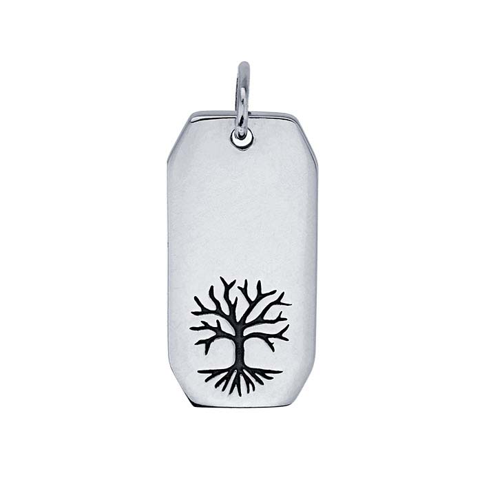 Sterling "Tree of Life" Rectangle Pendant