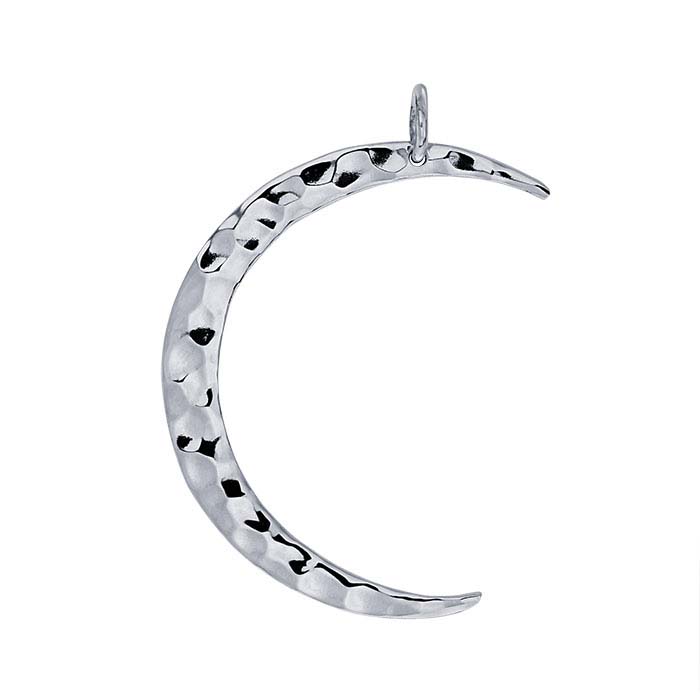 Sterling Silver Hammered Crescent Moon Pendant