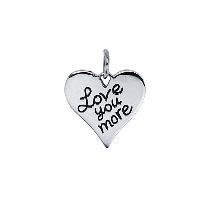 Sterling Silver "Love You More" Heart Pendant