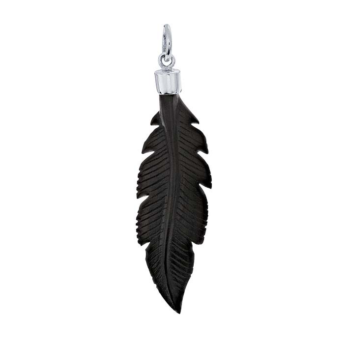 Sterling Silver & Wood Feather Pendant