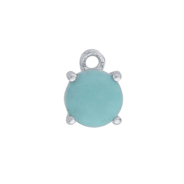 Sterling Silver Round Turquoise-Set Component