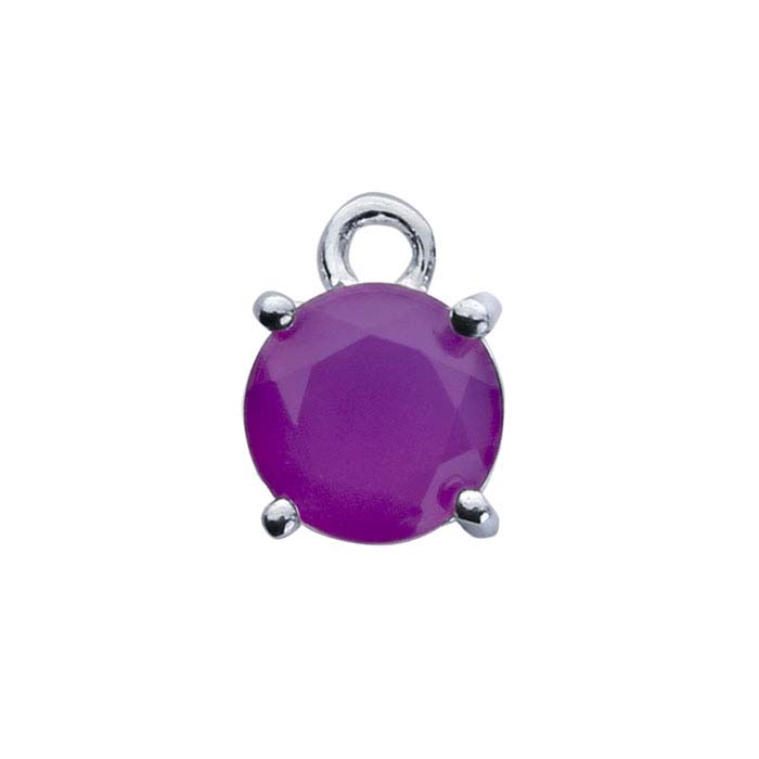 Sterling Silver Round Purple Chalcedony-Set Component