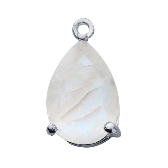 Sterling Silver Pear Moonstone-Set Component