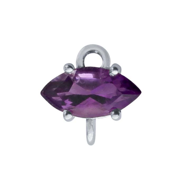 Sterling Silver Marquise Amethyst-Set Component with Rings
