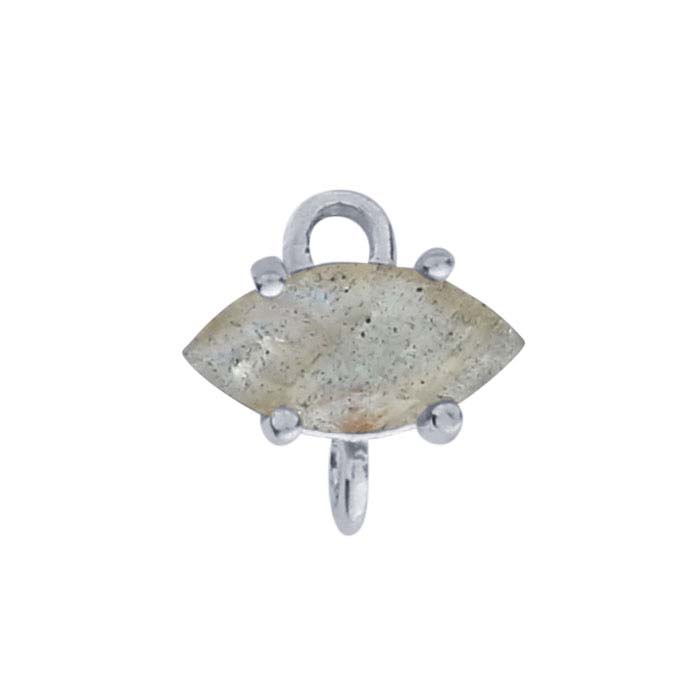 Sterling Silver Marquise Labradorite-Set Component with Rings