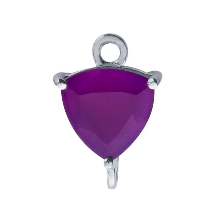 Sterling Silver Trillion Purple Chalcedony-Set Component with Rings