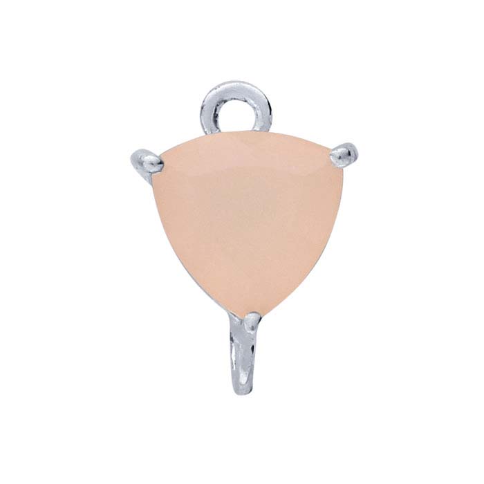 Sterling Silver Trillion Pink Chalcedony-Set Component with Rings