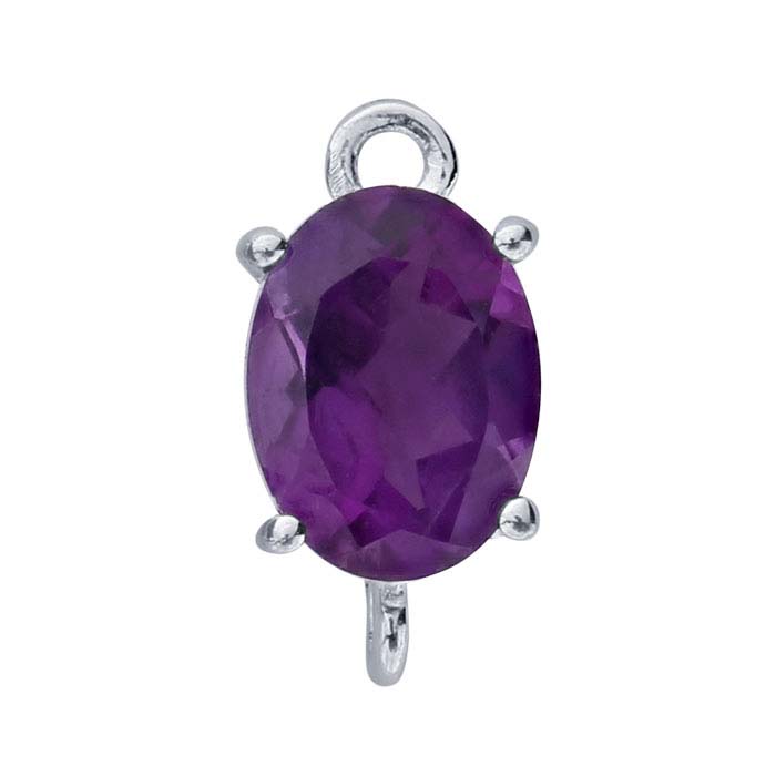 Sterling Silver Oval Amethyst-Set Component with Rings