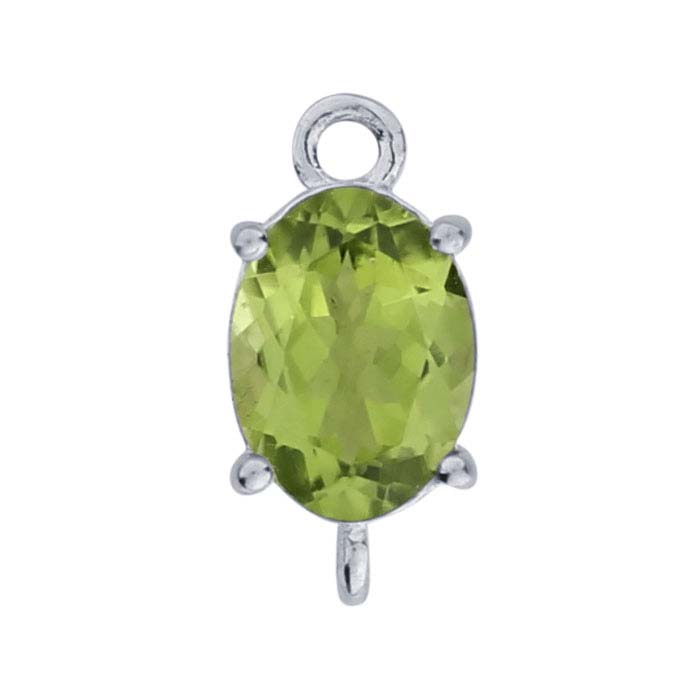 Sterling Silver Oval Peridot-Set Component with Rings