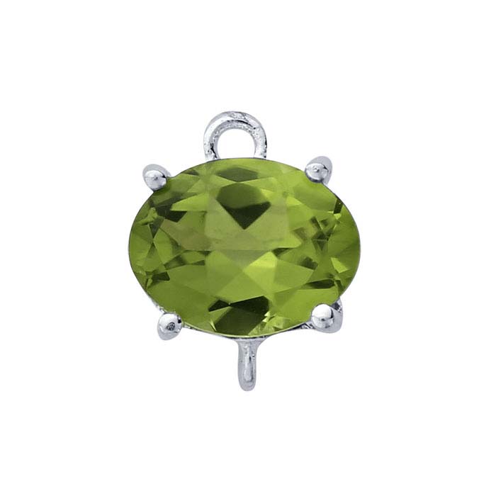 Sterling Silver Oval Peridot-Set Component with Rings