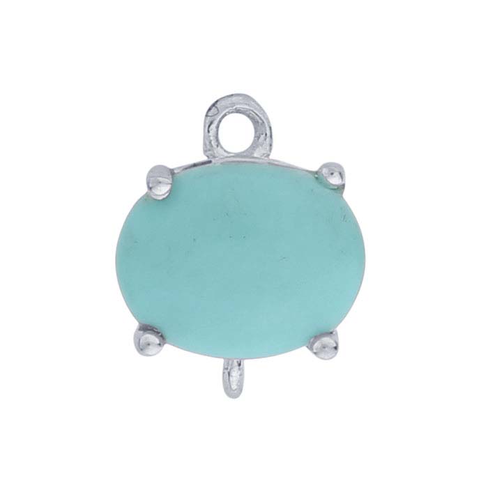 Sterling Silver Oval Turquoise-Set Component with Rings