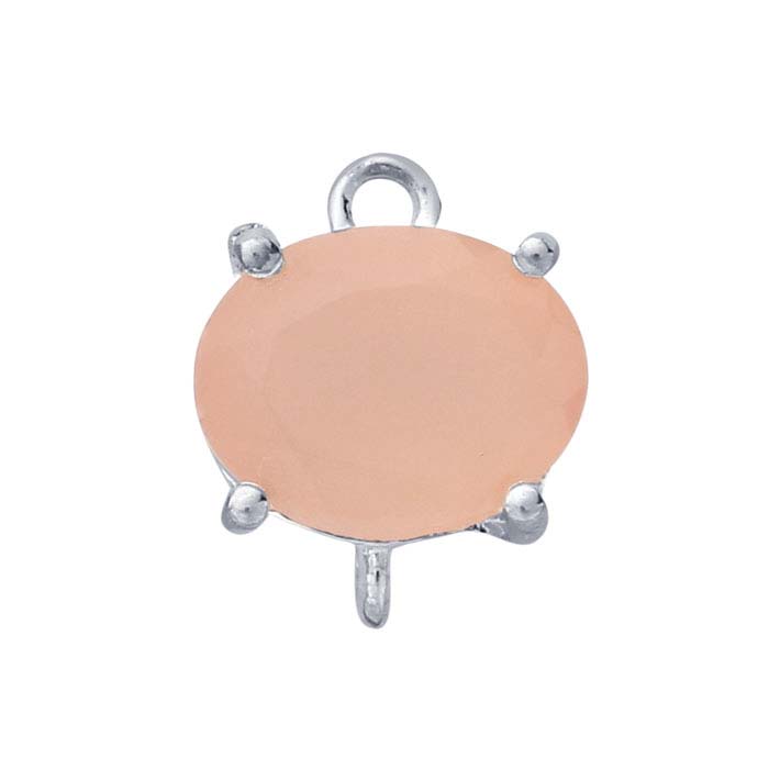 Sterling Silver Oval Pink Chalcedony-Set Component with Rings