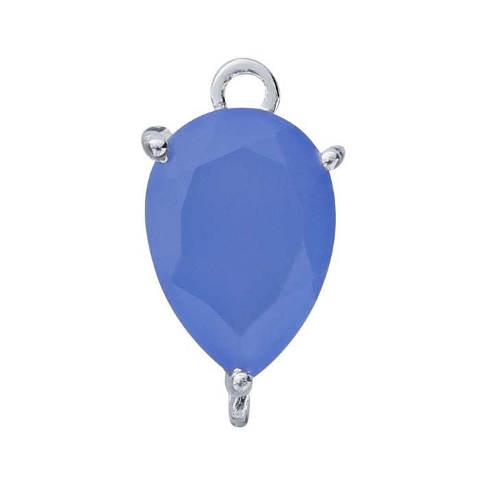 Sterling Silver Pear Blue Chalcedony-Set Component with Rings