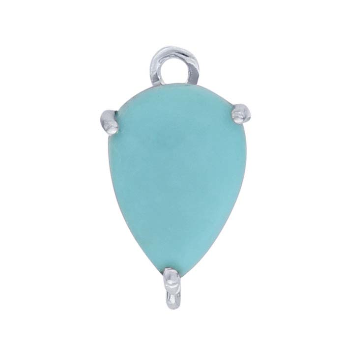 Sterling Silver Pear Turquoise-Set Component with Rings